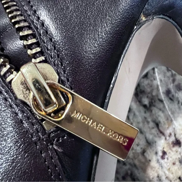 New MICHAEL Michael Kors Brown Leather Ankle Boot 8M Open Toe - Picture 14 of 14